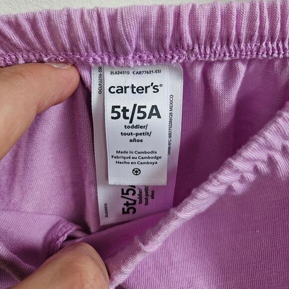 Carter's Girls 5T Ruffle Hem Pull On Shorts Pastel Lilac Purple Mermaid Comfy - Picture 3 of 4